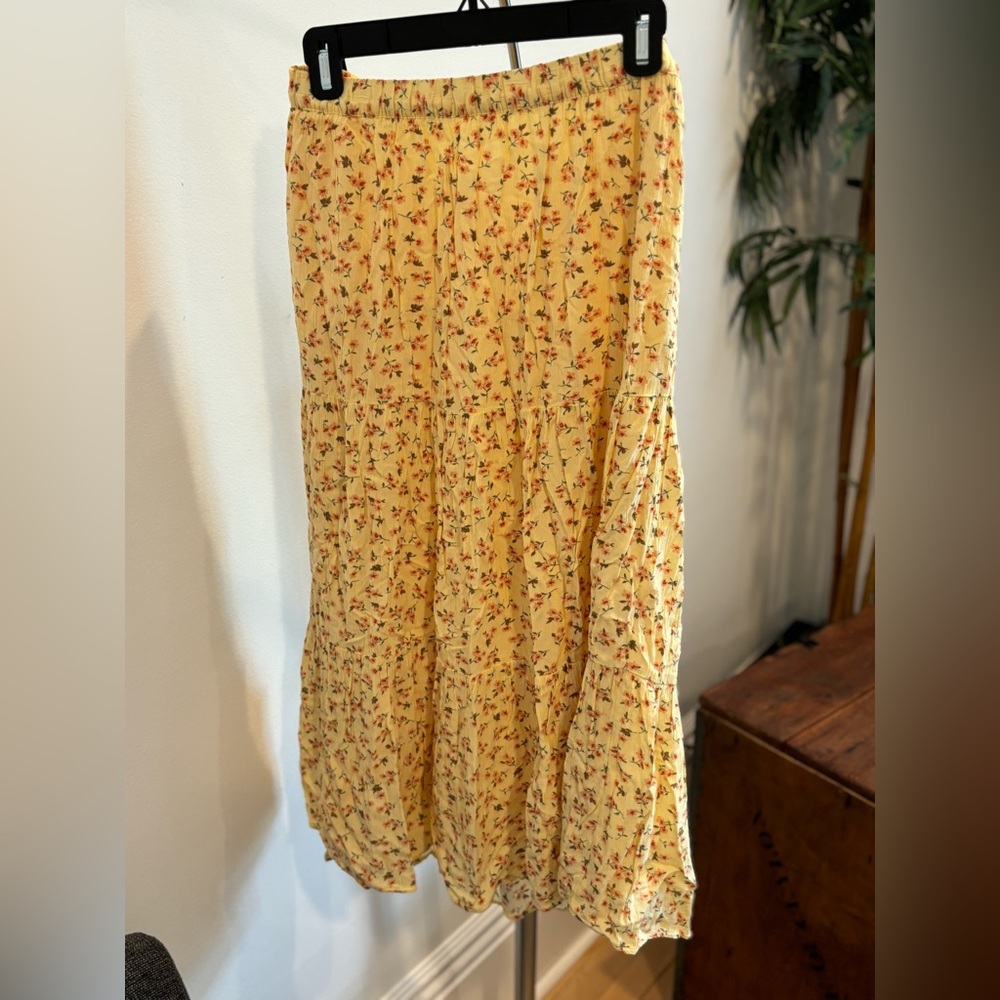 Yellow floral maxi skirt